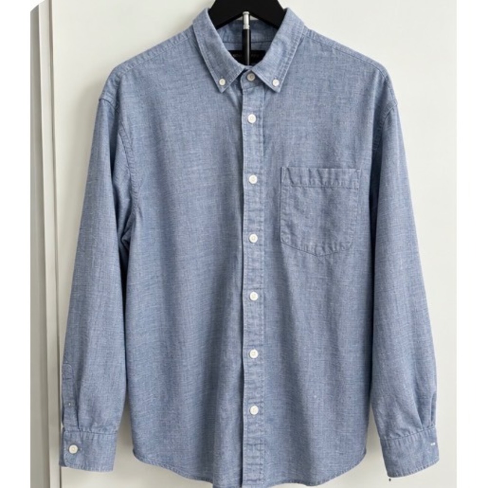 Banana Republic Mens XL Untucked Fit Blue Cotton Button Down Shirt Long Sleeve